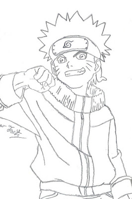 Gambar Animasi Jari Lembar Mewarnai Sketsa dan Gambar  Ilustrasi Naruto Uzumaki 