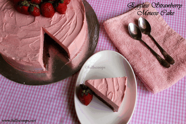 Eggless Strawberry Mousse Cake