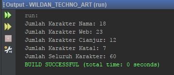 Contoh kedua penggunaan fungsi length String pada Java