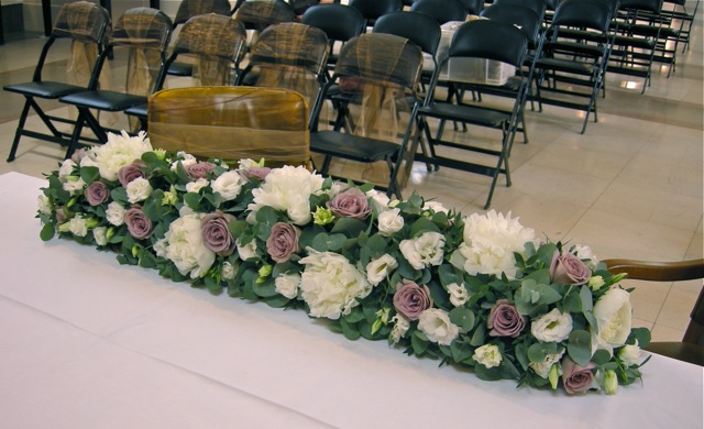 Jaynes 39 Vintage white and Mauve Wedding Flowers Southampton Art Gallery