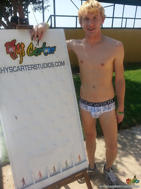 Austin PRIDE 2012 and Rhys Carter Studios Guy Blake Barnett wearing Rockwood Underwear, Plinko game