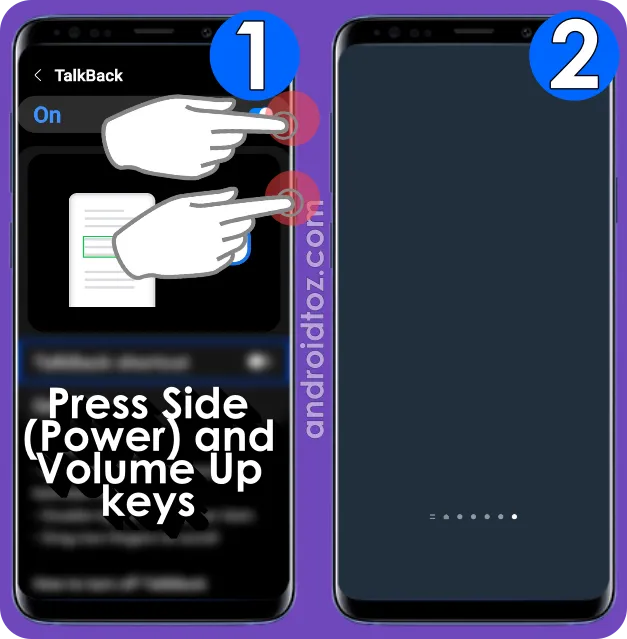 Turn Off TalkBack using Side Key (Power Button) and Volume Up Buttons