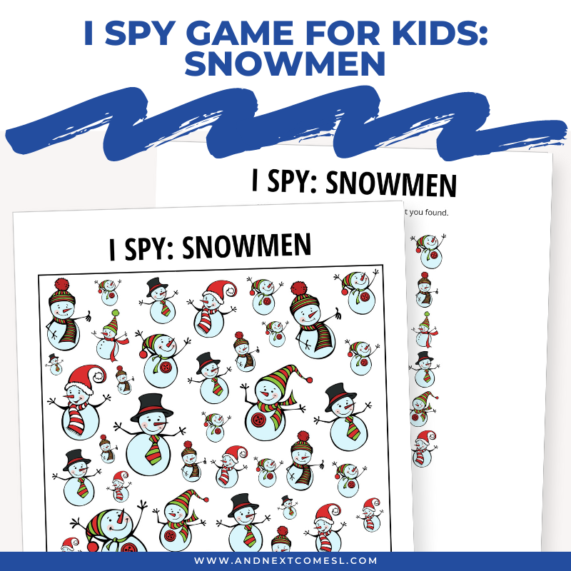 Printable snowmen I spy game for kids
