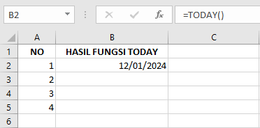 Cara Menggunakan Rumus Fungsi TODAY di Microsoft Excel dan Contohnya