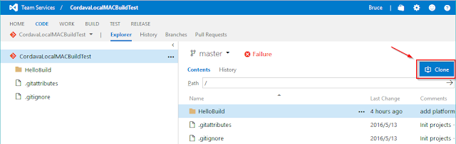 vsts code - explorer - clone