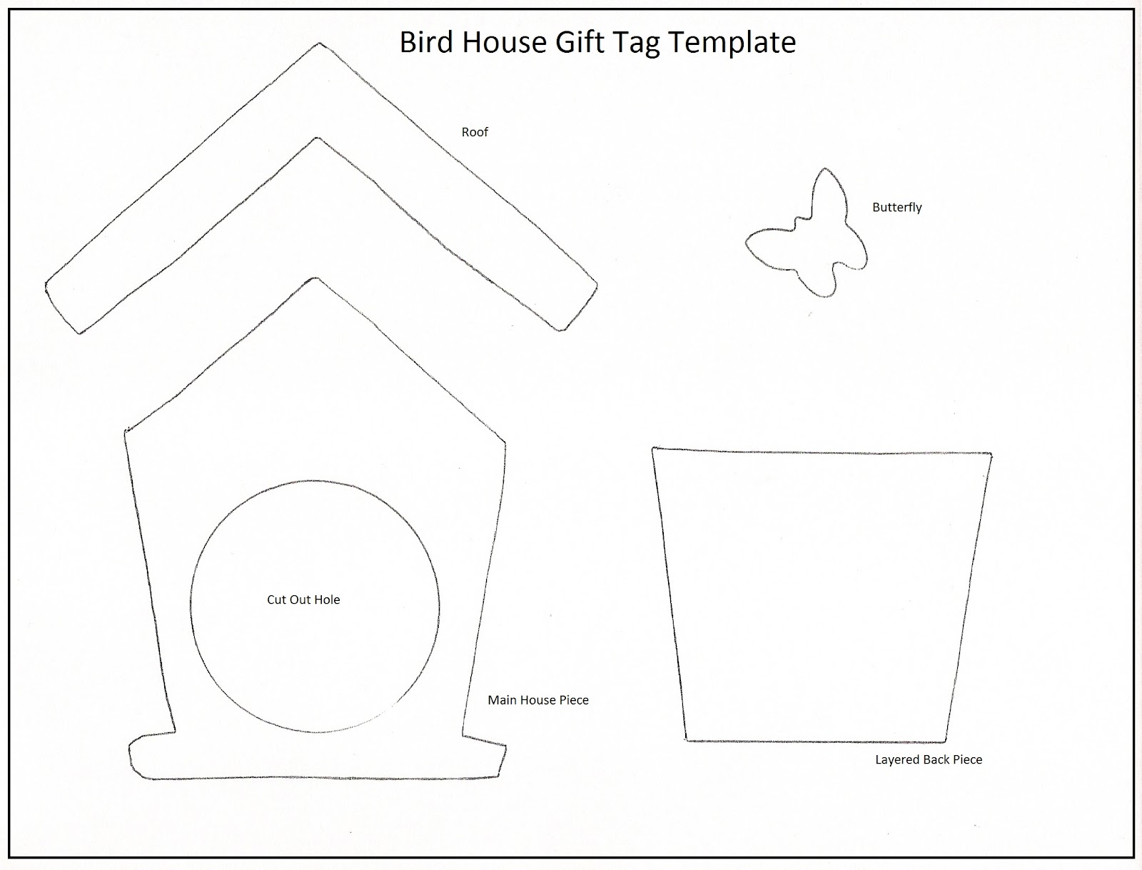 Done this way, your bird house gift tag will beasure about 5 inches ...