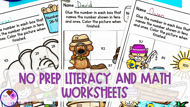 No prep literacy and math worksheets are great for both you and your students as you are working through busy days. They help foster a sense of independence and allow you to get in some practice or review work at the same time.