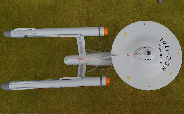 USS Enterprise Bandai collectible model completed and built from above.