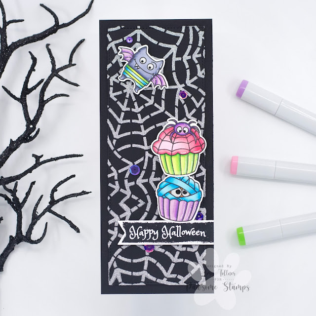 Monster Party Stamp and Die Set, Spooky Cupcakes Stamp and Die Set, Monster Mash Sequin Mix by Pawsome Stamps #pawsomestamps #handmade