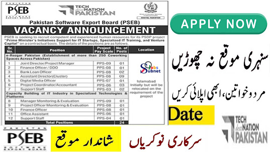 Vacancy Announcement Pakistan Software Export Board PSEB Islamabad 2024