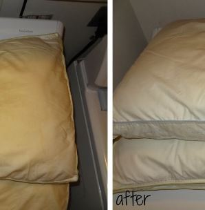 how to whiten yellow pillows