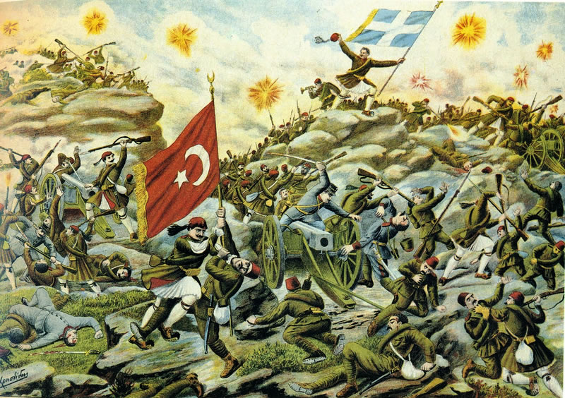 Depiction of the Battle of Sarantaporos during the First Balkan War