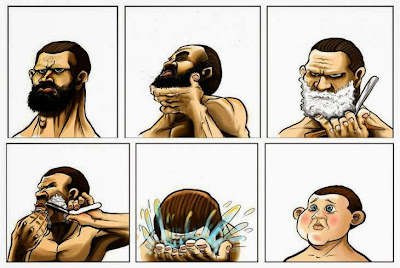 Humor hombre afeitandose