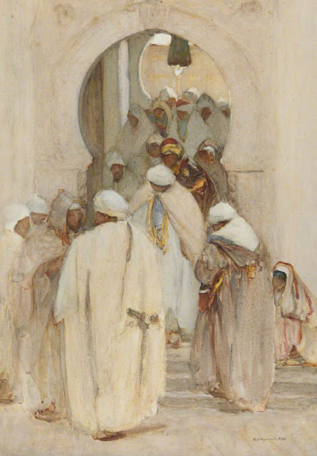 Café Archway, Biskra - Henry Silkstone Hopwood (English - 1860–1914) - Watercolour on paper - H 30 x W 30 cm - Royal Watercolour Society