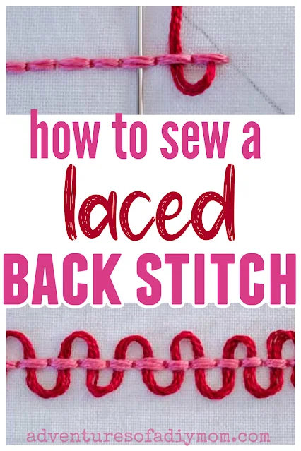 collage of image depicting the laced backstitch