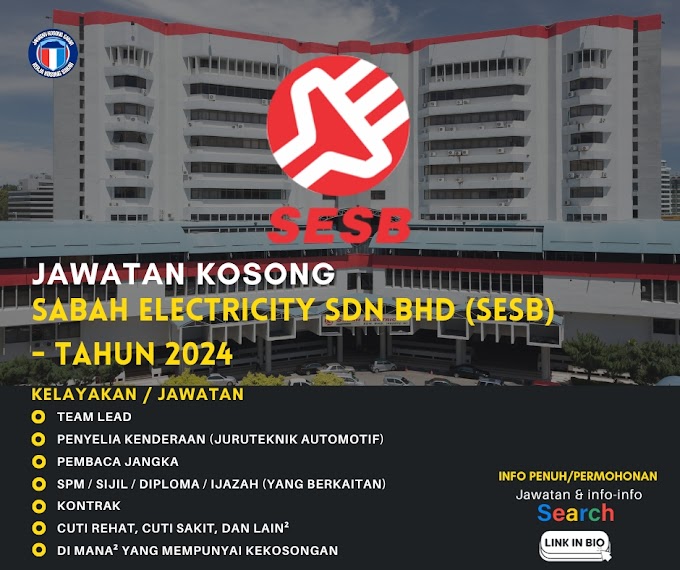 Jawatan Kosong Sabah Electricity (SESB) eRecruit - Tahun 2024