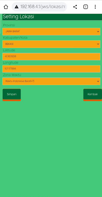 Cara Setting Jam Digital Masjid dengan Android Melalui Browser menu setting lokasi masjid