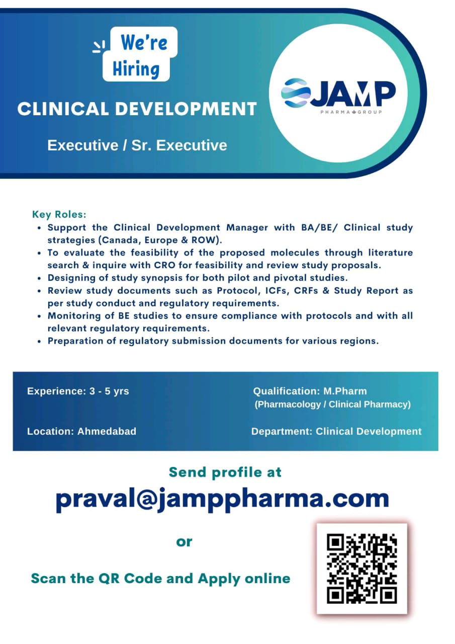 Job Available's for Jamp Pharma Group Job Vacancy for M Pharm Pharmacology/ Clinical Pharmacy