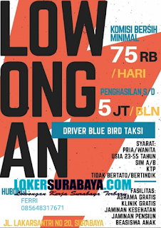 Loker Surabaya Terbaru sebagai Driver Blue Bird Taksi Mei 2019