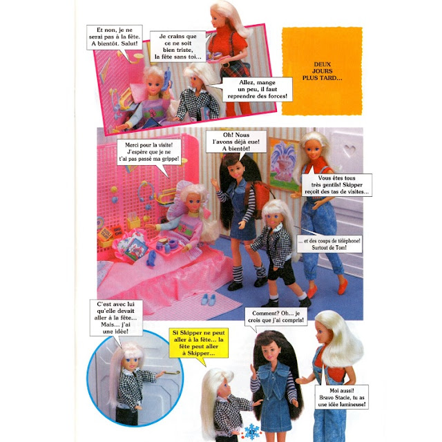 Cinquième page des aventures de Barbie Fun Family, une grippe qui tombe mal.