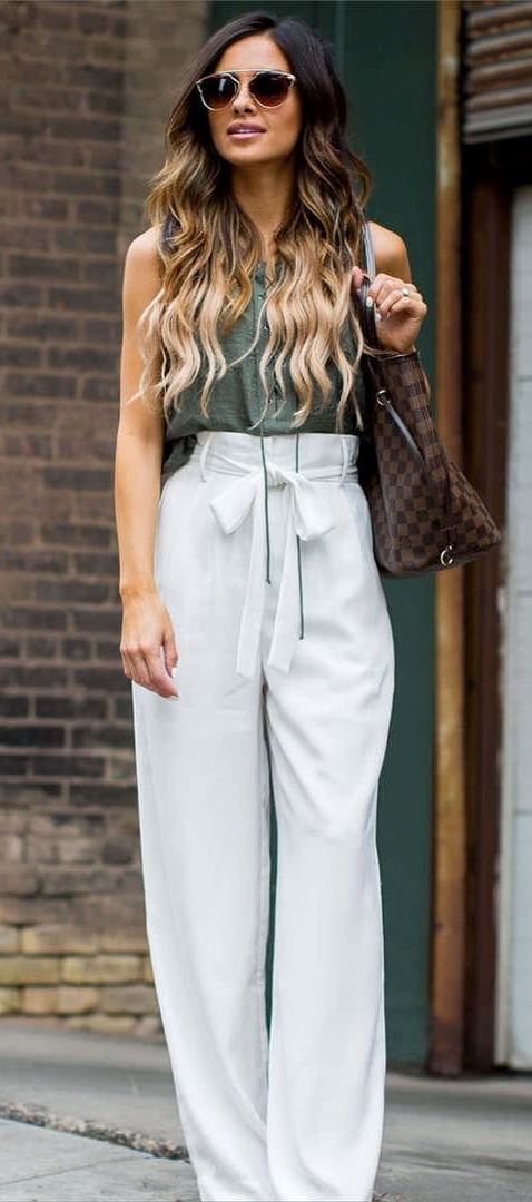 trendy summer office style: bag + top + pants