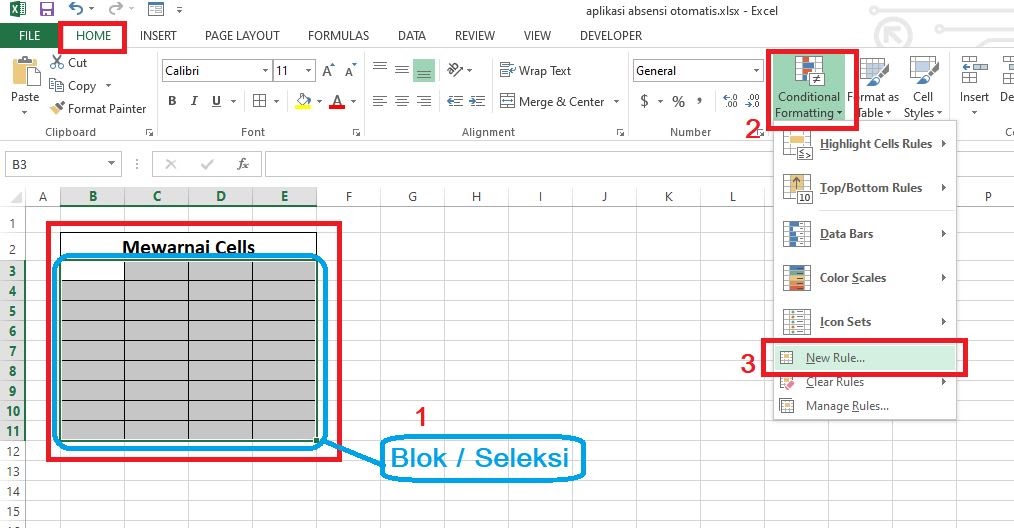 2 Cara Mewarnai Cell Secara Otomatis Di Excel Sel Kosong Dan Indikator Warna Neicy Tekno