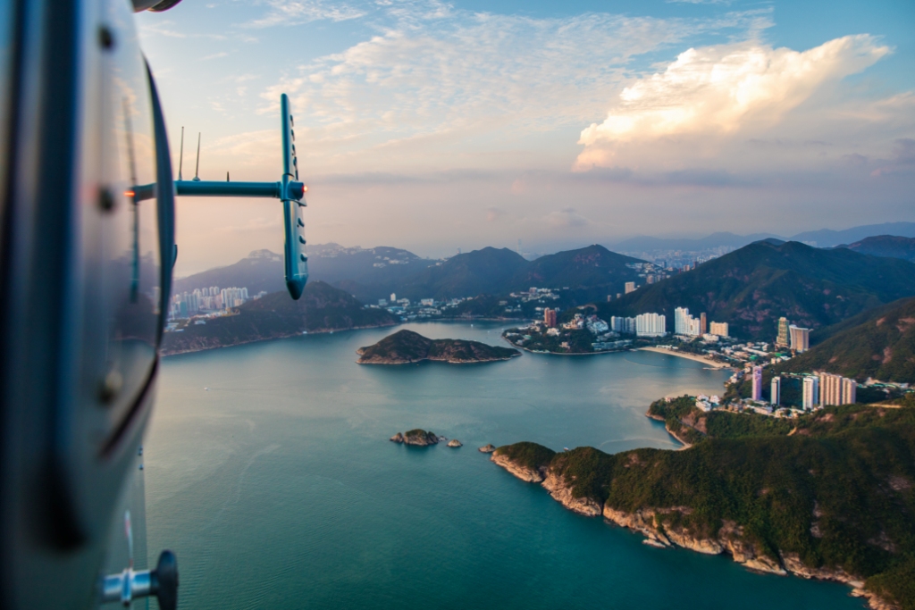 Hong Kong view from inside a Helicopter