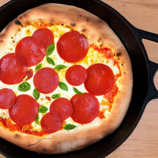 Pizza in a Cast Iron Skillet - AI Image (Not a real Pizza) 2