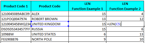 How to use LEN function in Excel to measure Length of  cell content