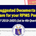 Suggested Documents to Prepare for RPMS Portfolio (Per Quarter)
