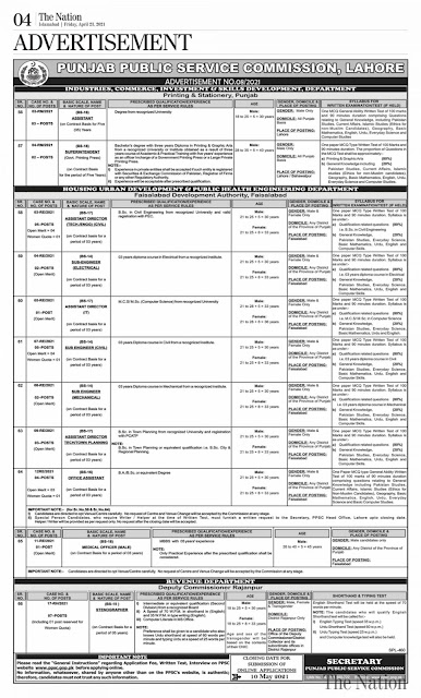 Latest Punjab Public Service PPSC Jobs 2021- PPSC invites suitable candidates for Jobs, Assistance Director, Sub Engineer, Assistant Director apply.