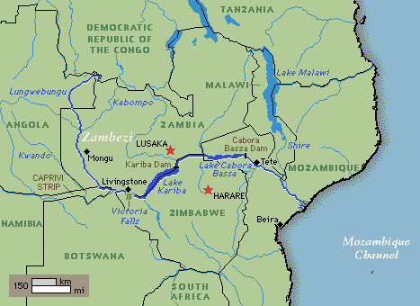 zambezi mapa River Zambezi Map zambezi mapa