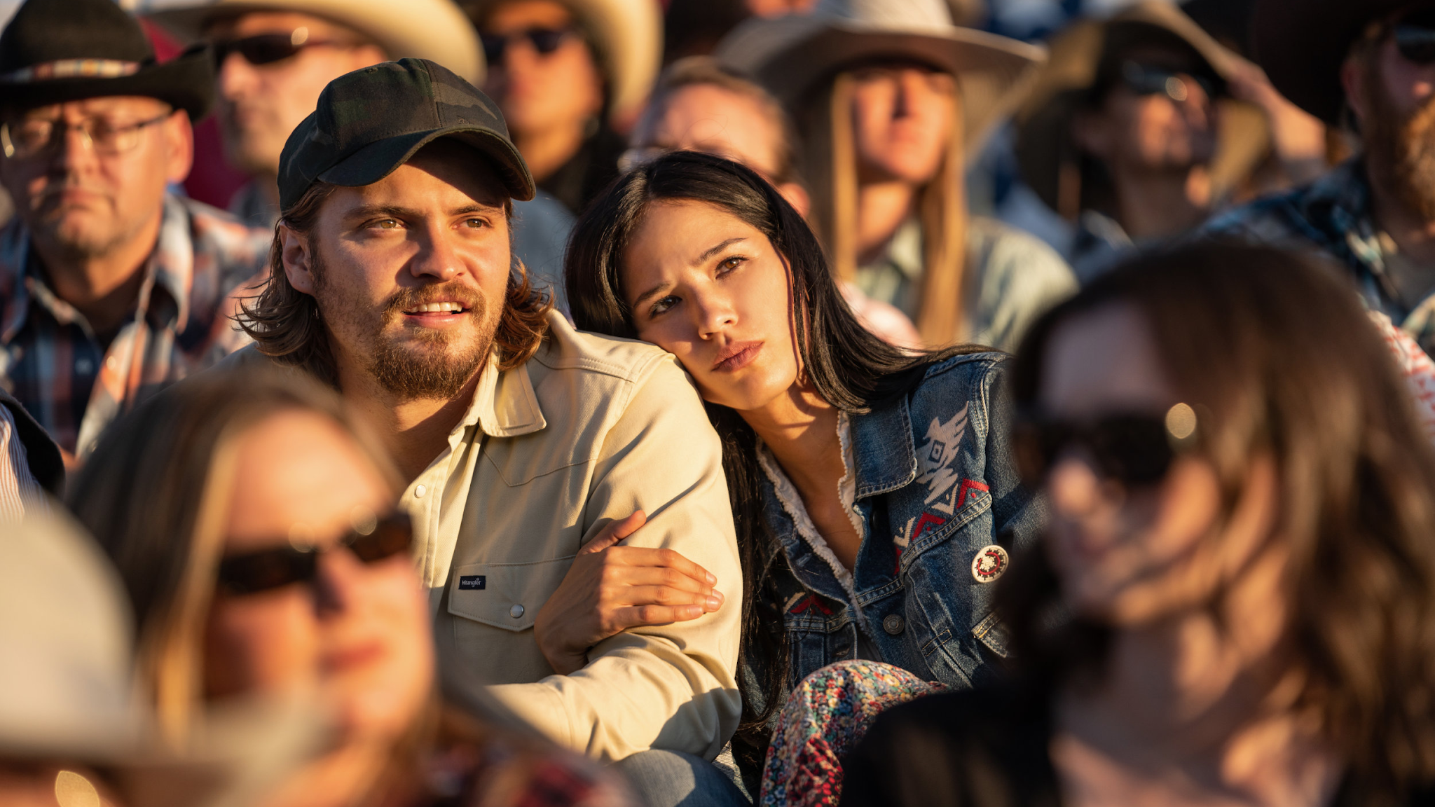 Yellowstone Kayce Dutton Luke Grimes Monica Long Dutton Kelsey Asbille Paramount Network