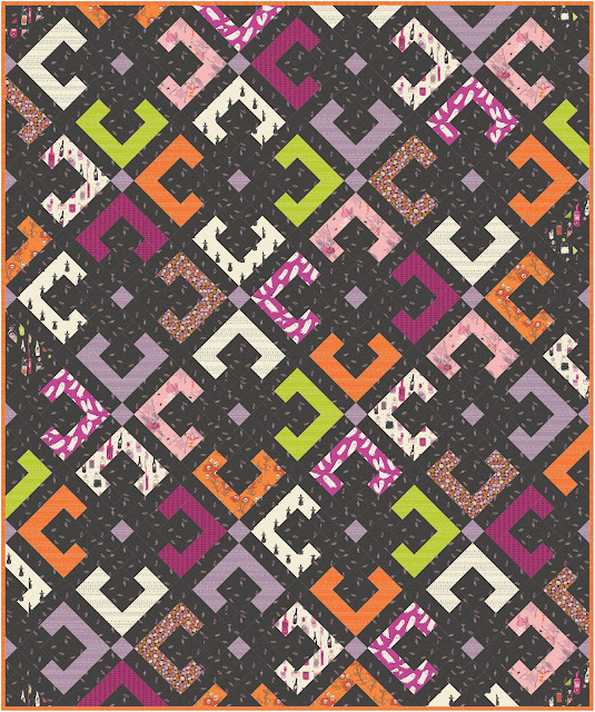 Ophelia quilt pattern in Spooky 'n Witchy fabrics by Art Gallery Fabrics