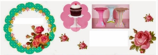 Free Printable Mini Cupcake Stand with Shabby Chic Vintage Design.