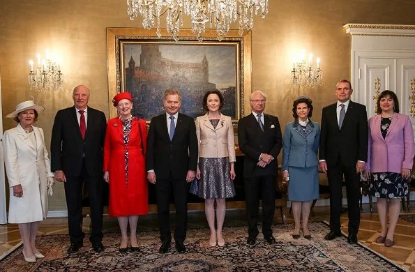 Nordic royals. Queen Margretha, King Carl Gustaf, Queen Silvia, King Harald, Queen Sonja visited the Hanaholmen culture center. Jenni Haukio