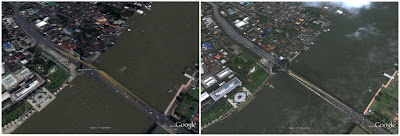 Google เผยภาพถ่ายดาวเทียมเปรียบเทียบก่อนหลัง น้ำท่วมกรุงเทพ