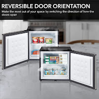 Reversible Door, inside view, removable shelf, on Whynter CUF-112SS 1.1 cu.ft mini freezer