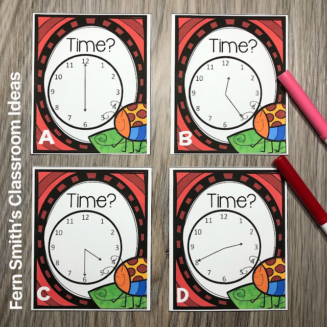 Click Here to Grab These Spring Cute Bugs Telling Time Task Cards Bundle For Your Classroom Today!