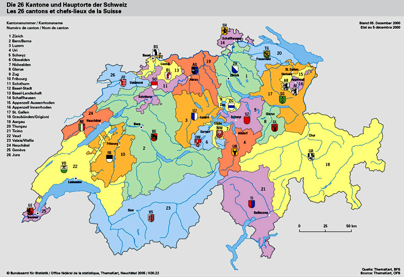 Karte schweiz kantone und hauptorte