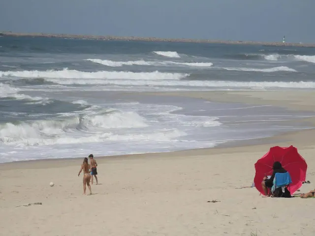 Windswept beach at Costa Nova near Aveiro Portugal