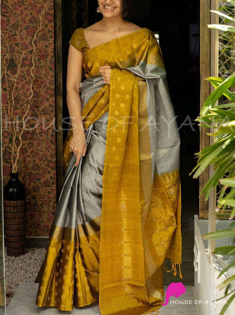 Jute Finish Silk Sarees online Shopping