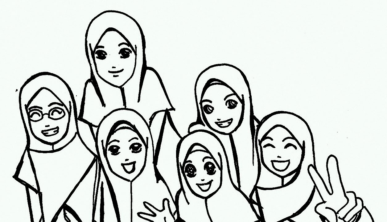 Gambar Kartun Muslimah Persahabatan 6 Orang