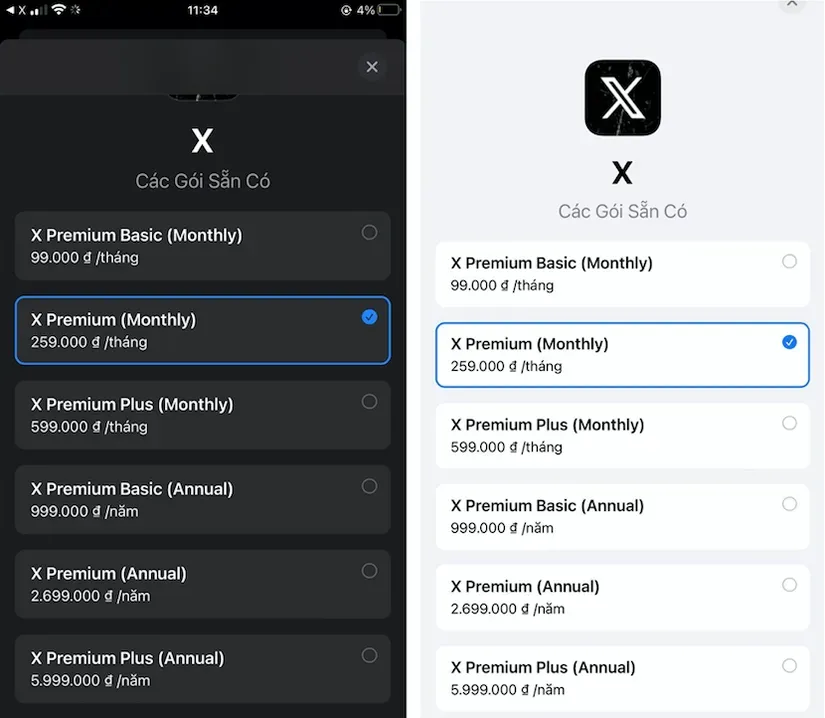 Bảng giá các gói X Premium cập nhật mới nhất