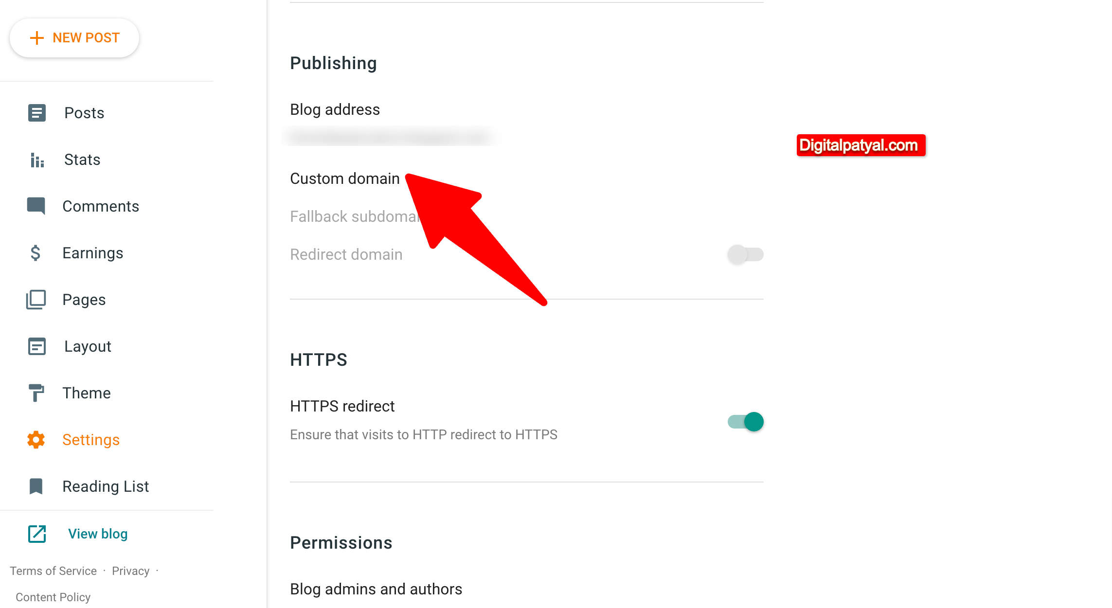 How to add domain to Blogger