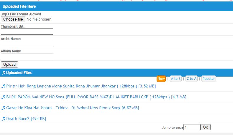 wapkiz file uploader filelist with sortby code php url style