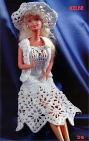 vestido bolero e chapéu de crochê para Barbie com gráfico