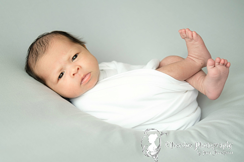 Professional portrait of a newborn baby using a round backdrop stand