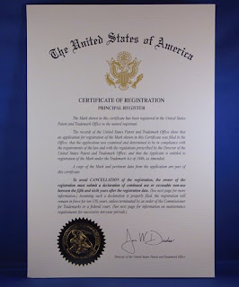 federal trademark certificate