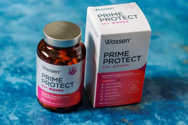 Wassen Prime Protect vitamins in jar next to the box